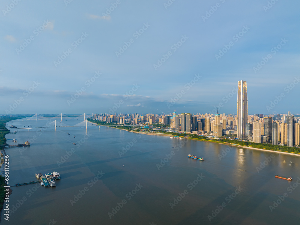 Fototapeta premium Wuhan CBD landmark skyline scenery