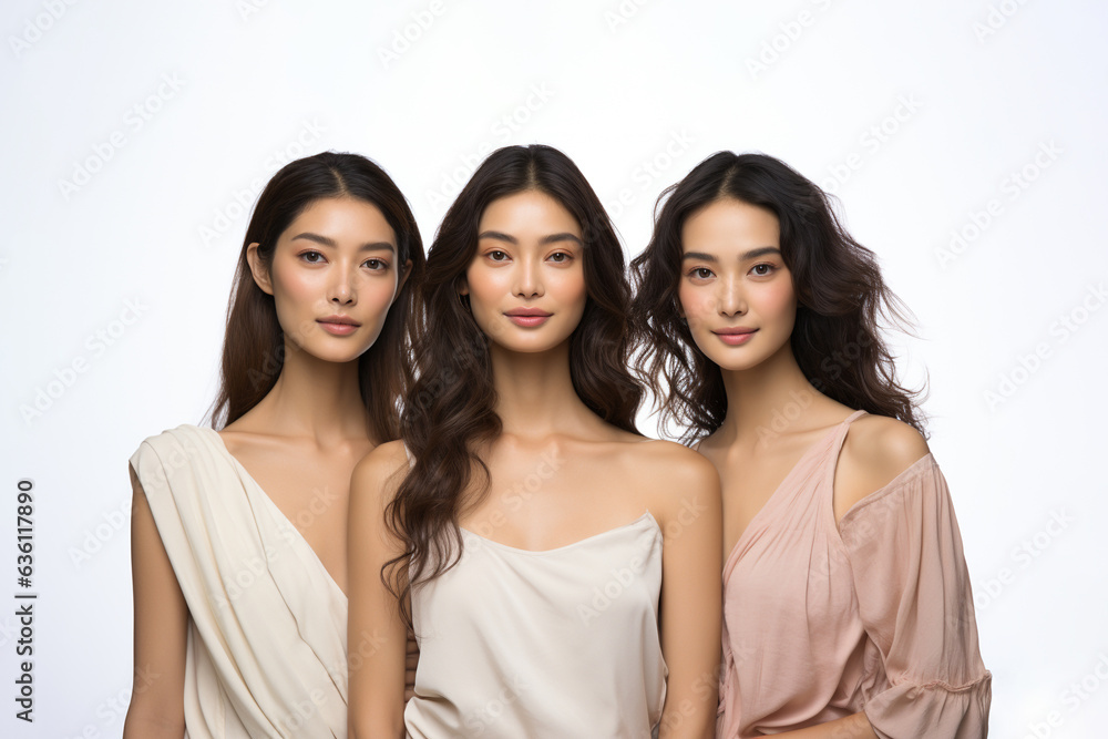 Portrait of many attractive female fashion models and looking at the camera. Diverse ethnic group of beautiful women with natural beauty and glowing smooth skin. Portrait of many attractive female fashion models and looking at the camera. Diverse ethnic group of beautiful women with natural beauty and glowing smooth skin.