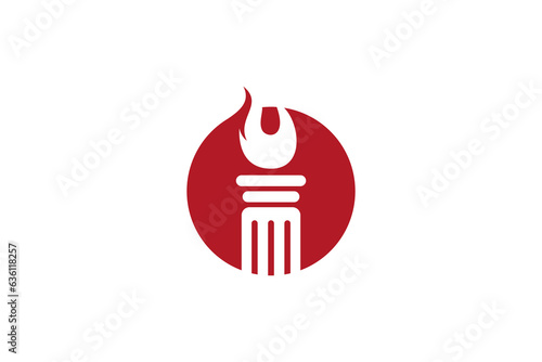Torch logo with pillar shape combination