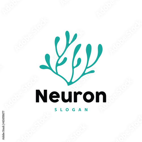 Fototapeta Naklejka Na Ścianę i Meble -  Neuron Logo, Neuron Nerve or Seaweed Vector Abstract Molecule Design, Template Illustration