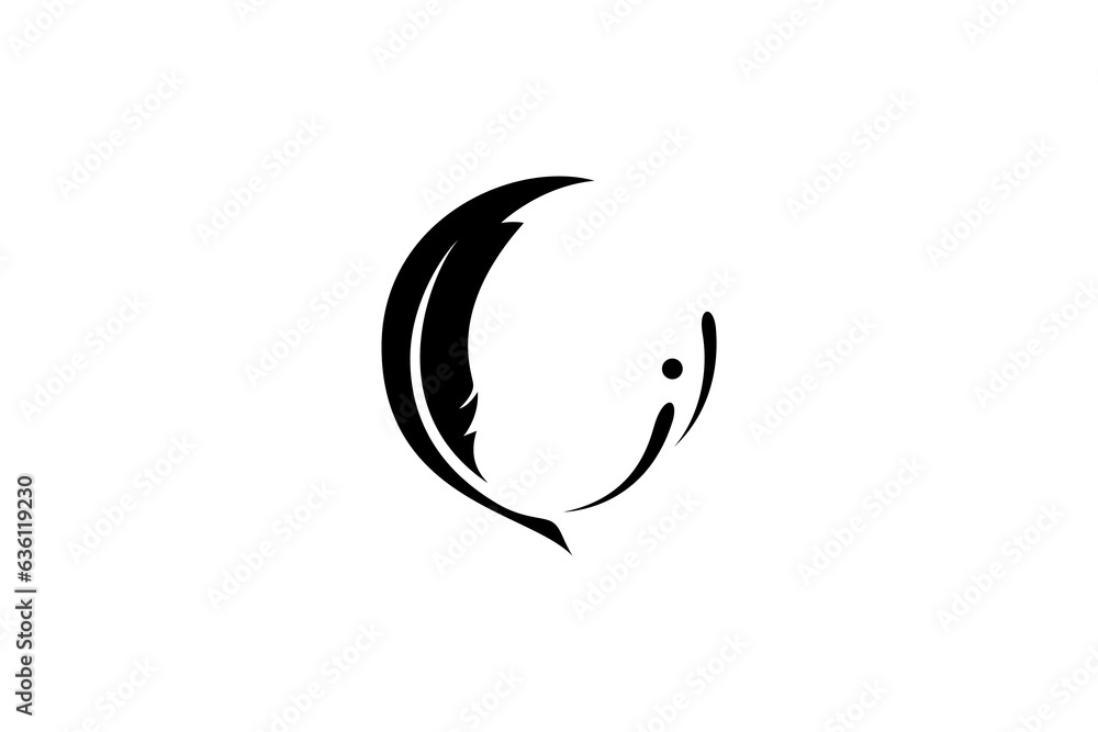 Feather pen quill silhouette design logo with ink splash effect Feather pen quill silhouette design logo with ink splash effect