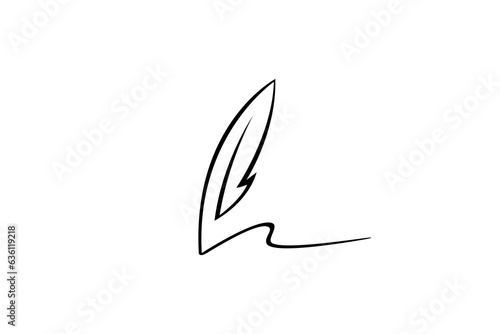 Quill pen signature logo design