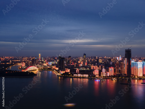 Wuhan Yangtze River and Han River on the four banks of the city landmark skyline scenery