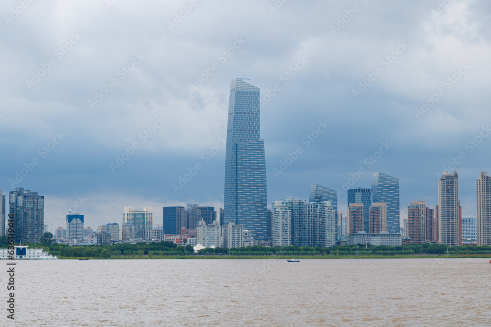 Wuhan Yangtze River and Han River on the four banks of the city landmark skyline scenery Wuhan Yangtze River and Han River on the four banks of the city landmark skyline scenery