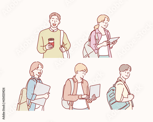 Student Friends set. Hand drawn style vector design illustrations.