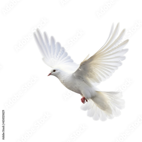 Flying White Pigeon isolated on transparent background, peace dove, Generative ai © The Deep Designer