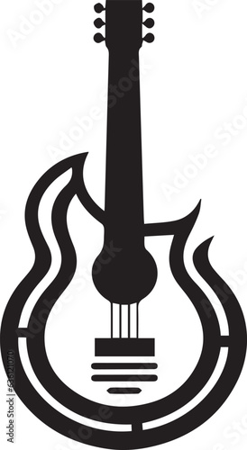 line art vector of a guitar for logo, t-shirt design, sticker, tattoo and wall art
