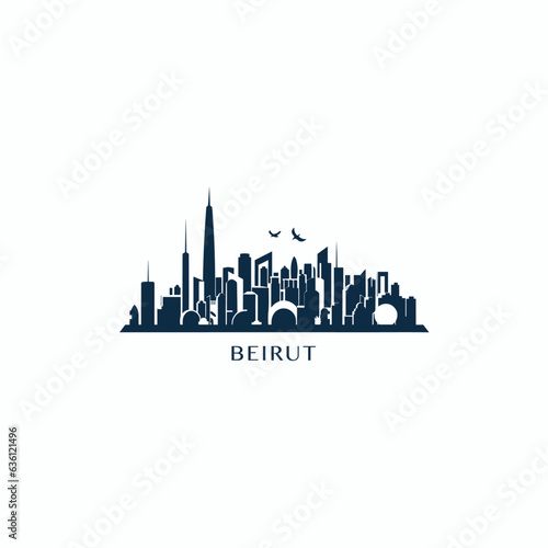 Photographie Lebanon Beirut cityscape skyline city panorama vector flat modern logo icon