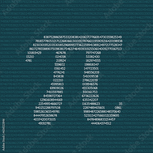 Pi symbol art created by numbers. Thousands of digits of Pi number creates a white Pi symbol mosaic style vector illustration. School subject, Math, Happy Pi Day concept. Logo design