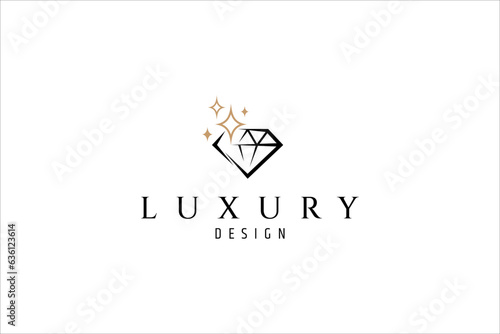 Sparkling diamond logo vector image
