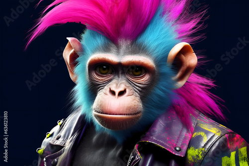 Punk style monkey Made with Generative AI © Dicky