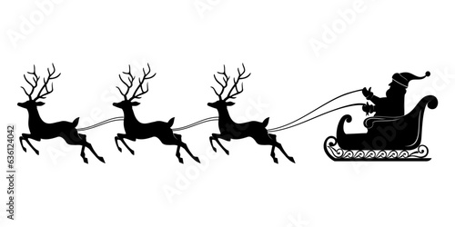 santa claus sleigh with reindeer