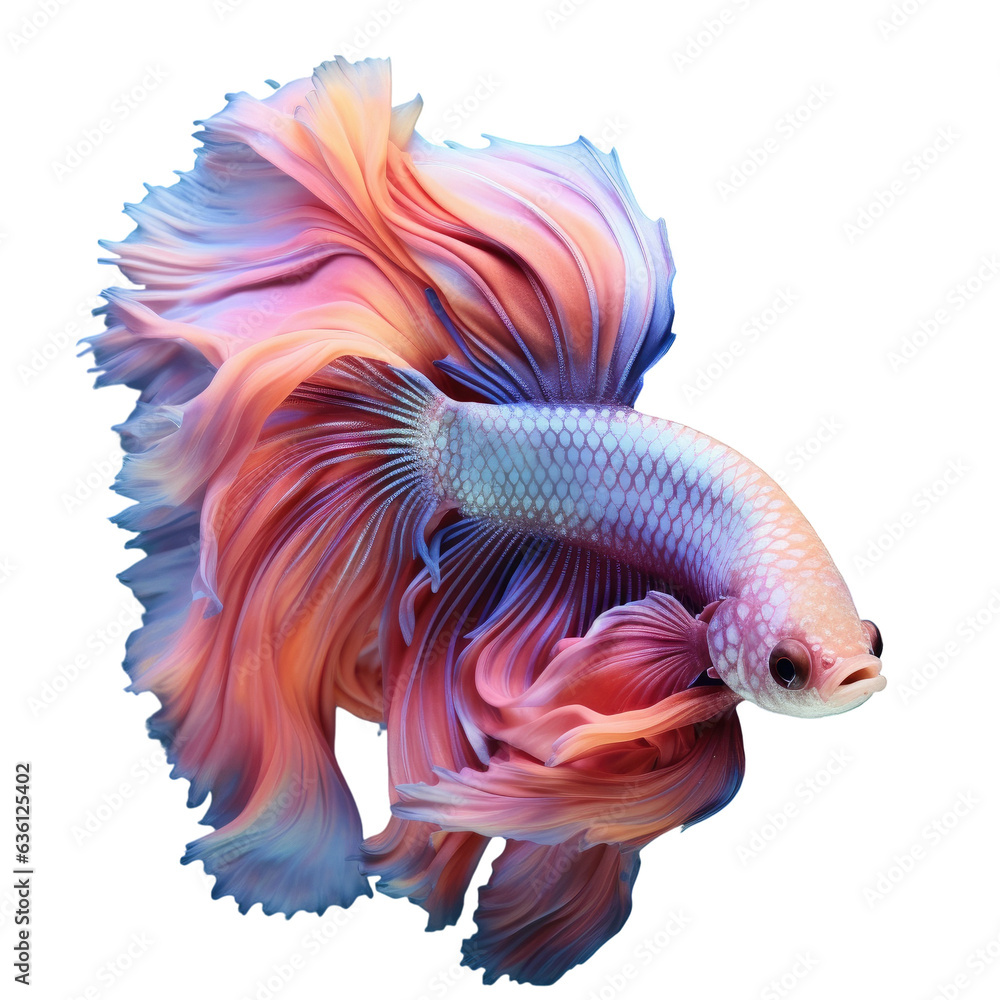 Fototapeta premium Siam betta fish in Thailand captured beautifully on transparent background