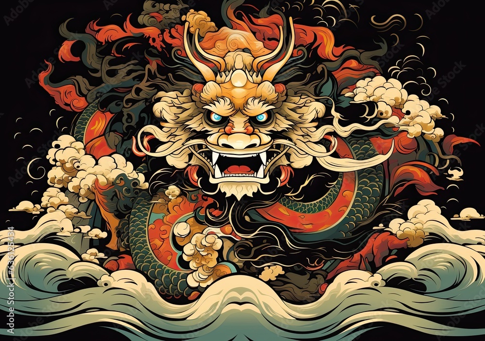 image about oriental chinese dragon background, in the style of mythological symbolism, Happy chinese new year 2020 image about oriental chinese dragon background, in the style of mythological symbolism, Happy chinese new year 2020