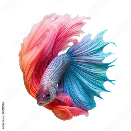 Siamese fighting fish betta splendens in various colors isolated on transparent background © AkuAku