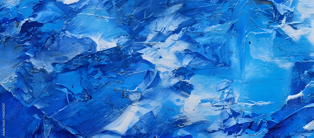 Texture with Blue Oil Brushstrokes and Palette Knife on Canvas