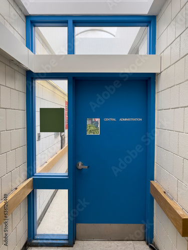 School administration office door at High School  photo