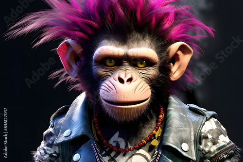 Punk style monkey Made with Generative AI © Dicky
