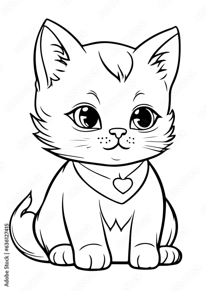 Fototapeta premium CAT CARTOON, CUTE CAT, COLORING CAT