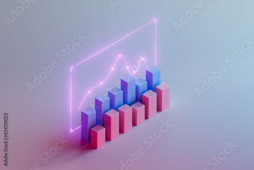 Financial Success: Pink Background with Market Chart, Investment photo