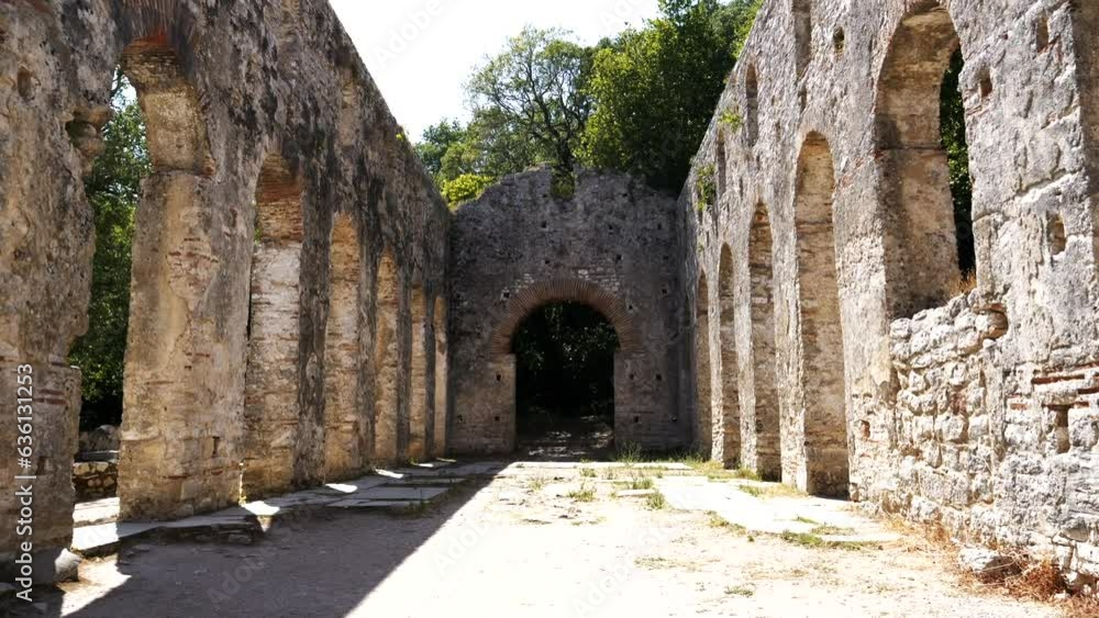 Butrint, Albania, view of the interior of the ruins of an ancient temple, a place of worship