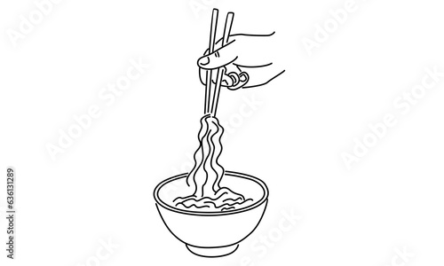 line art of fresh delicious noodle