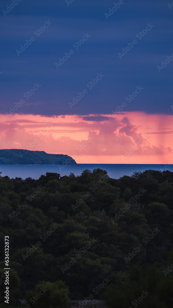 Sunset with dark clouds and rain. Sunset with dark clouds and rain.