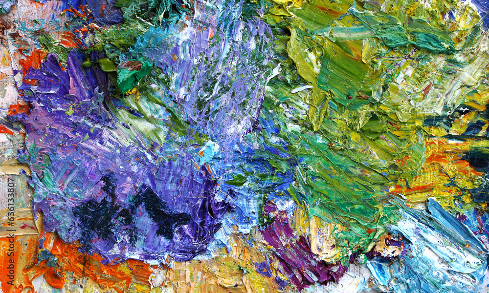Fototapeta premium Mixing oil paints on a palette.