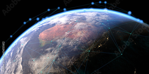 Planet Connections:Australia Enveloped by  Interconnected Satellite  photo