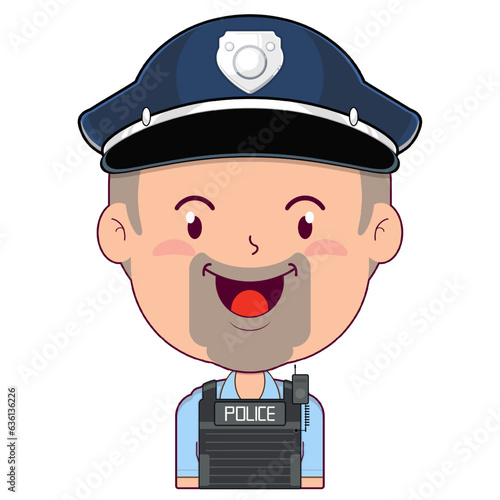 policeman happy face cartoon cute