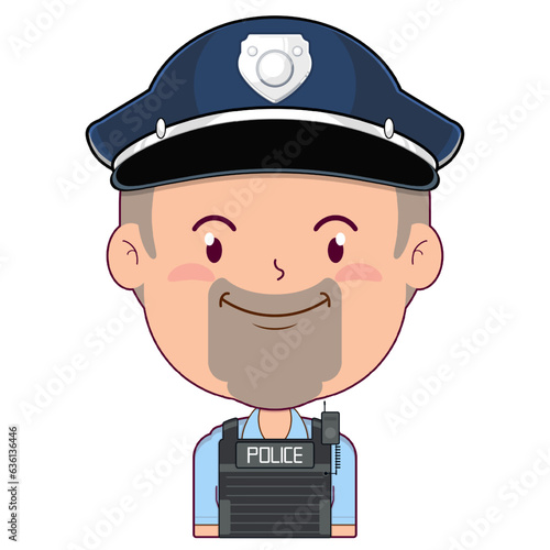 policeman smile face cartoon cute