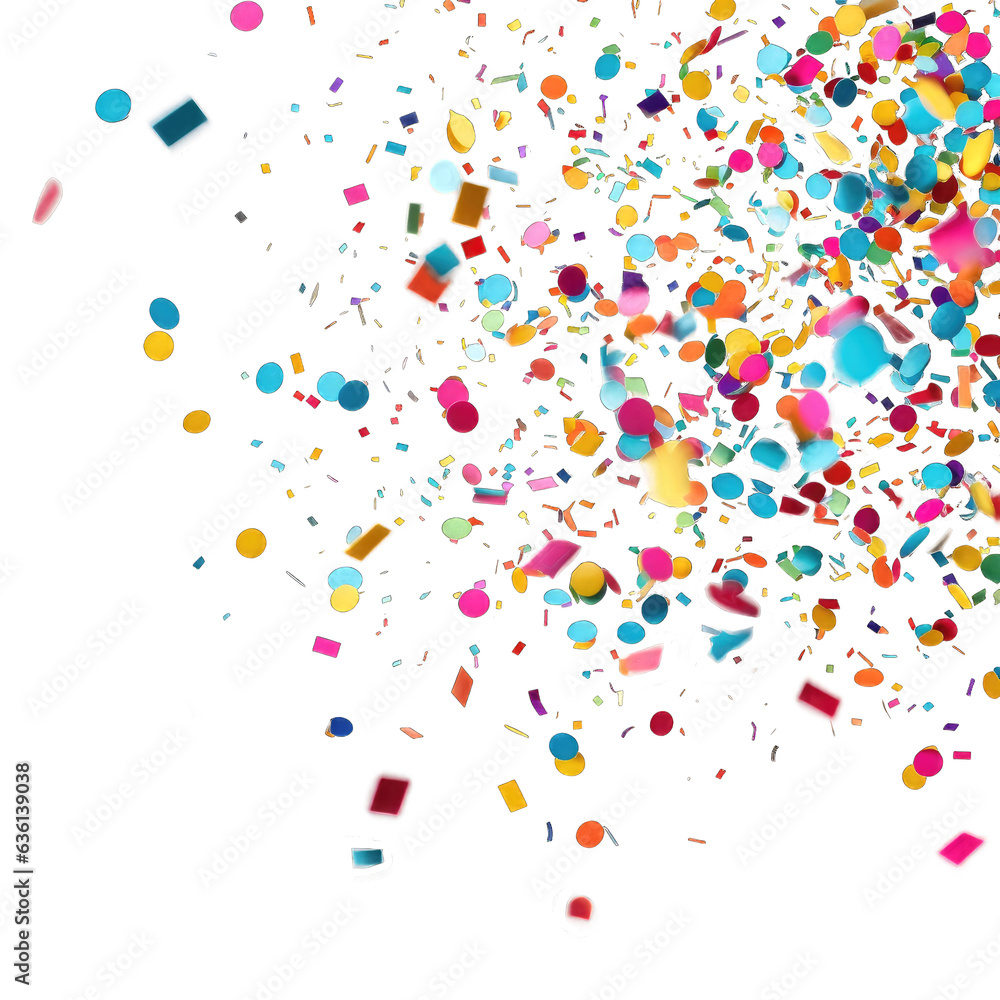 Colorful confetti celebrations design isolated on transparent background. Abstract background party celebration colorful confetti