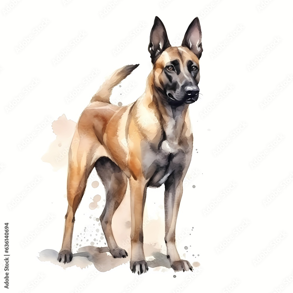 Watercolor Belgian Malinois