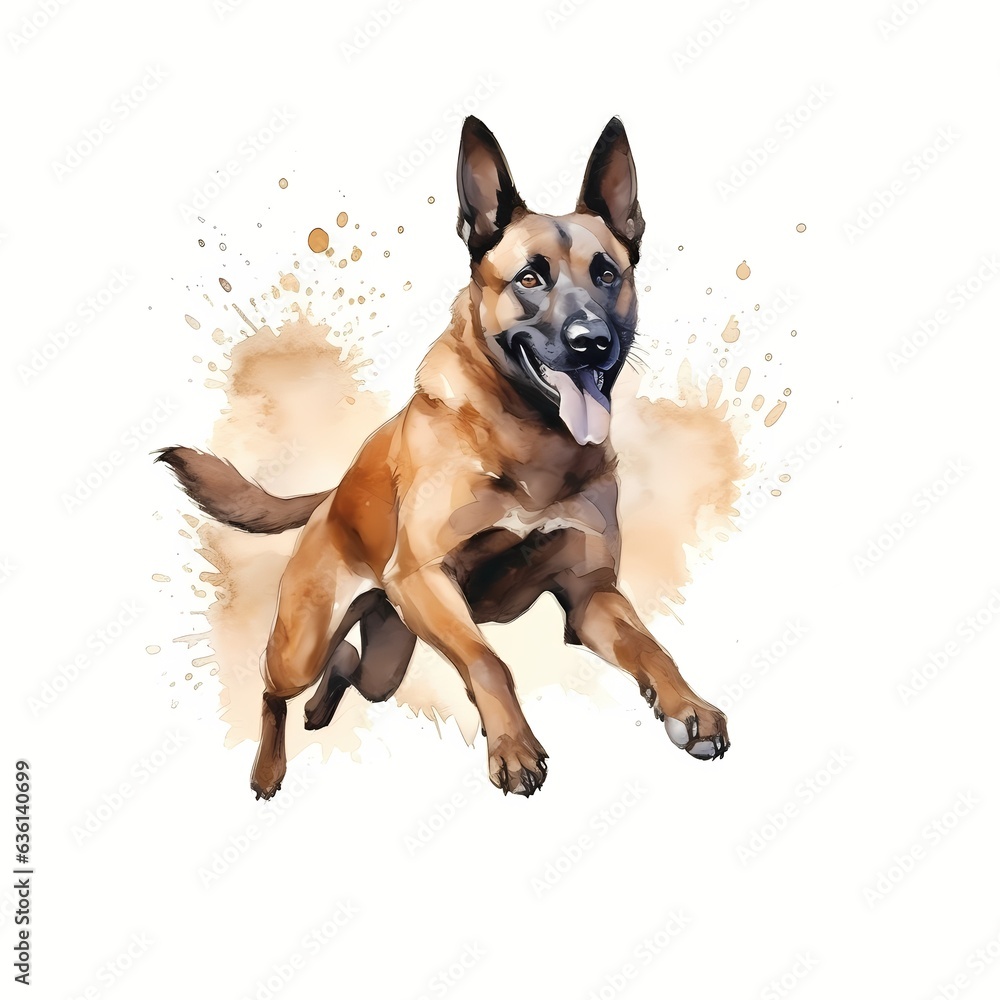 Watercolor Belgian Malinois