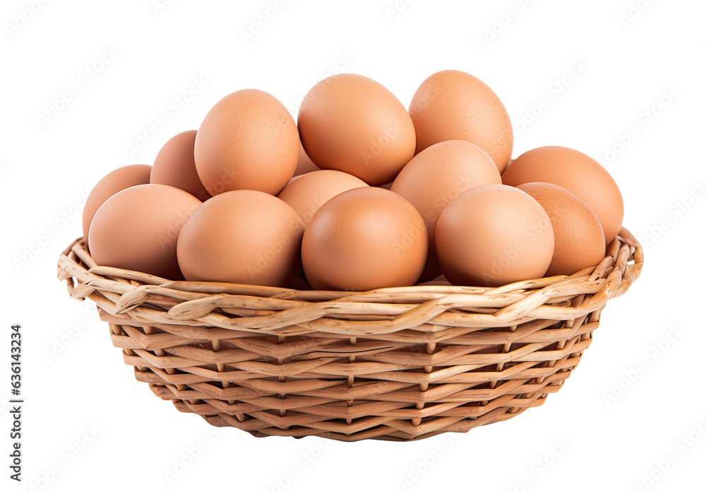 Basket with eggs isolated on transparent background Basket with eggs isolated on transparent background