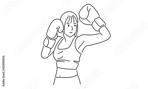 line art of female boxing athlete