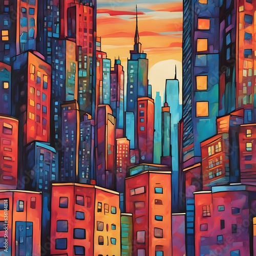 Vibrant Cityscape at Sunset