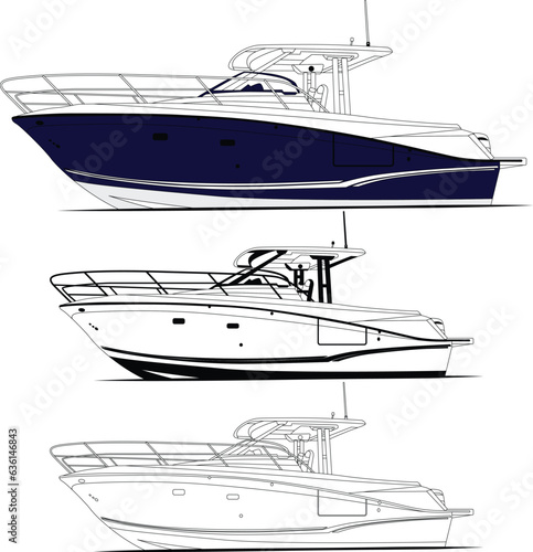 Boat vector, Fishing boat vector, motorboat vector.