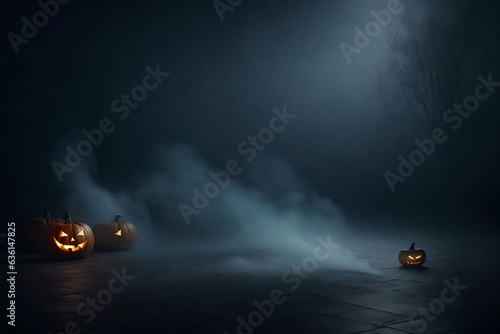 smoky background with Halloween pumpkin