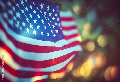 Us Flag, happy martin luther king day art bokeh background. Generative AI