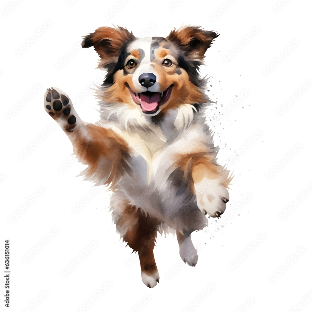 Australian Shepherd dog jump