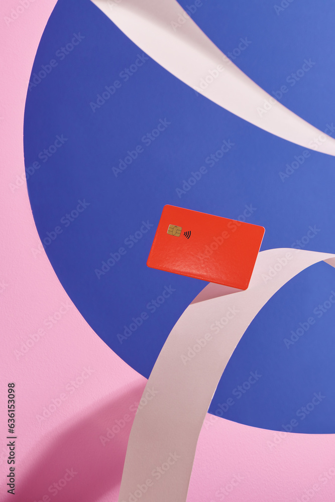 Strip wave paper and levitating template mockup bank credit card Stock ...