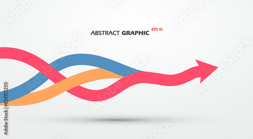 Multiple colored ropes converging into arrows in the same direction, vector graphics. photo