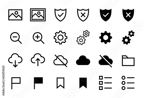 パソコンに使われるマークのベクターアイコンセット