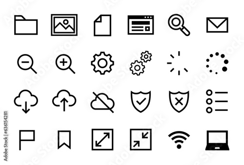 パソコンに使われるマークのベクターアイコンセット