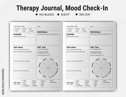 Therapy Journal and mood check-in logbook or notebook planner