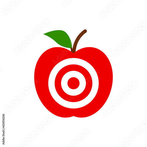 A big red apple with a target inside. Color vector.