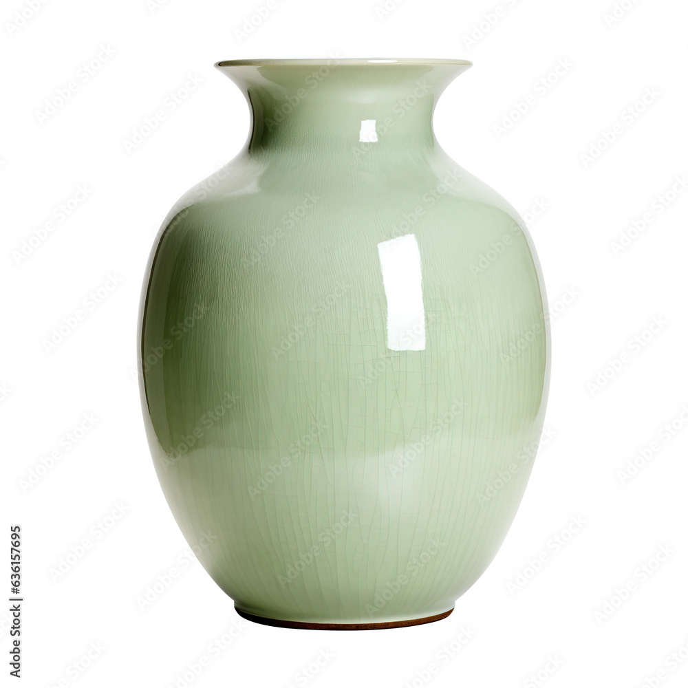 Green vase isolated on transparent background