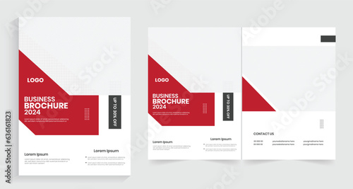Modern look a4 corporate bifold page brochure, new minimal business marketing materials flier kit, print booklet layout with eps version