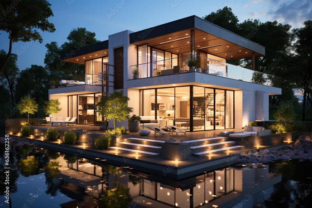 modern, energy-efficient home with passive design principles, such as